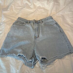 Glassons Light Blue Jean mom Shorts with Frayed Hem